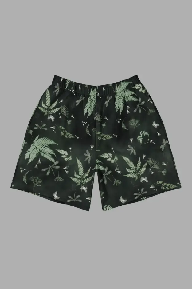 faerie fronds print unisex athletic long shorts