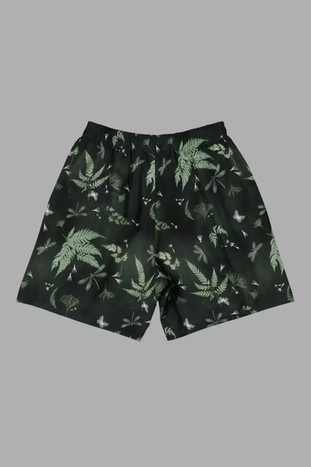 faerie fronds print unisex athletic long shorts
