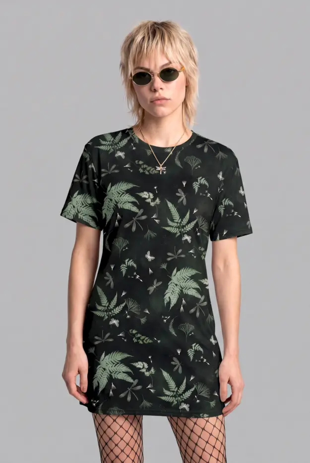 faerie fronds print t shirt dress