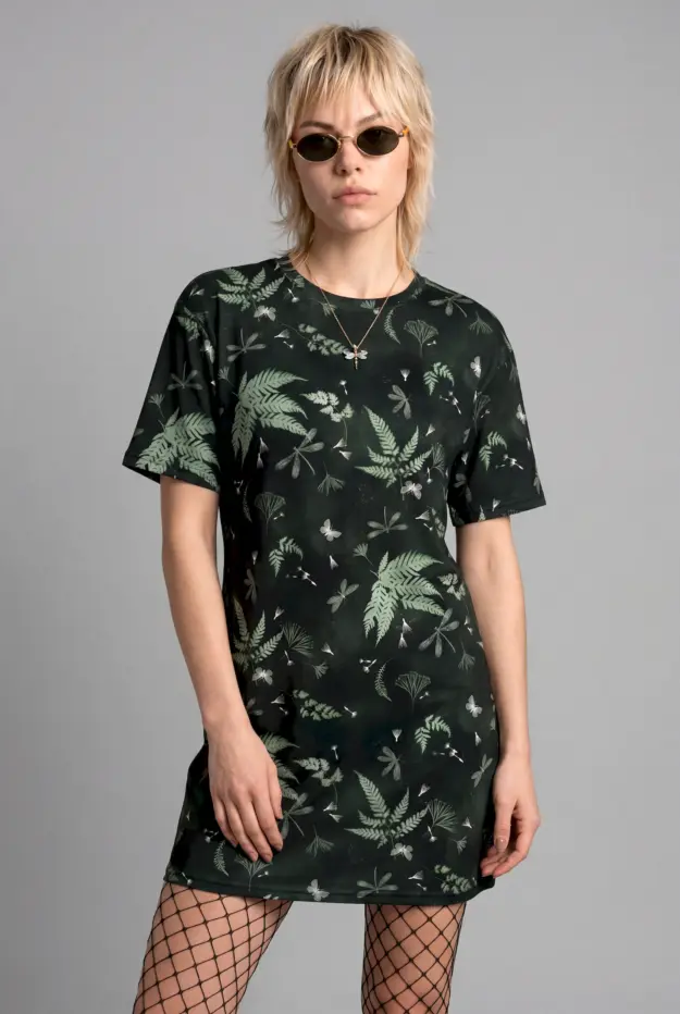 faerie fronds print t shirt dress
