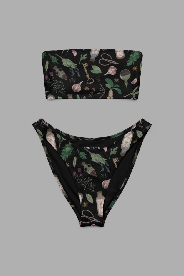 forest witch print bandeau bikini1