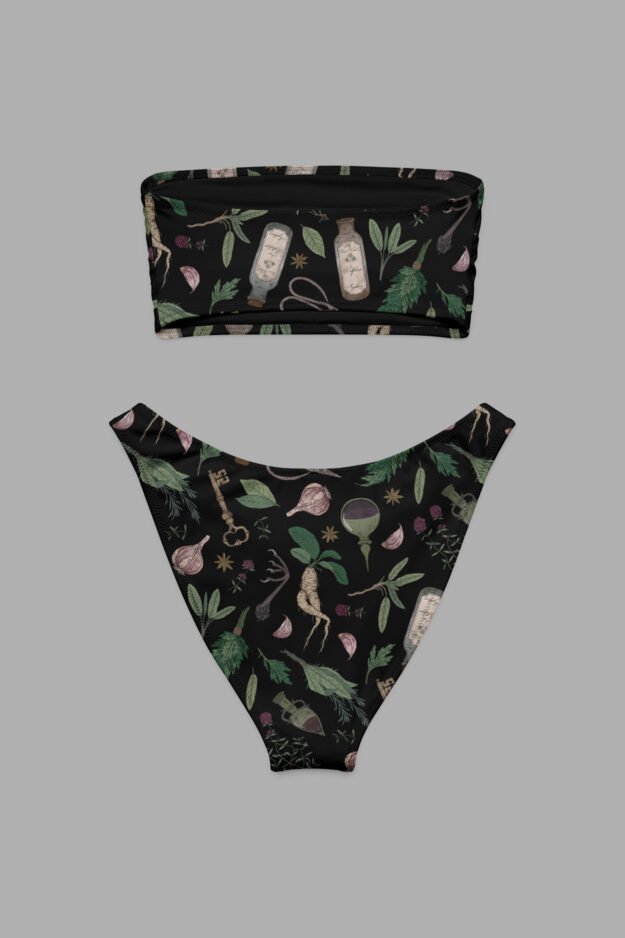 forest witch print bandeau bikini2