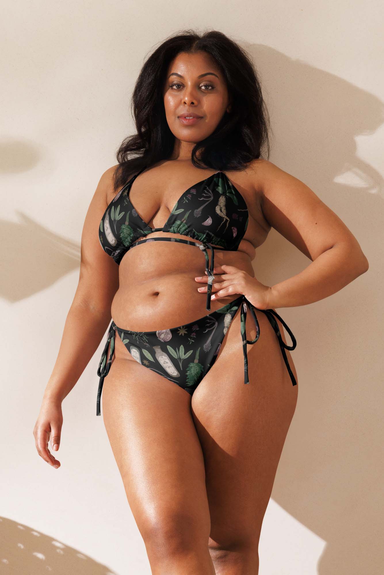 forest witch print recycled string bikini frotn2