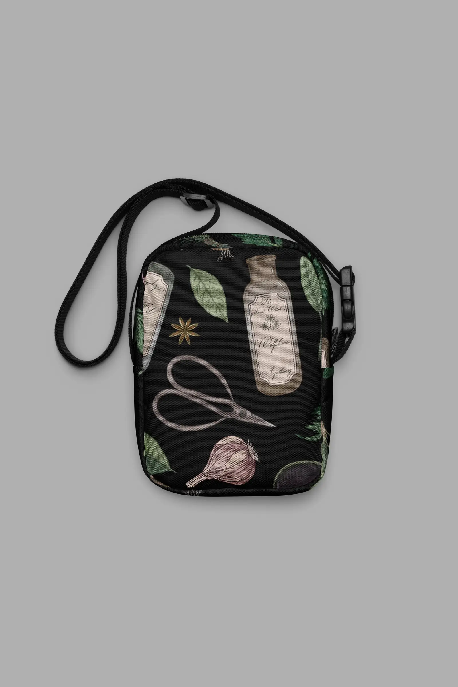 forest witch print utility crossbody bag back