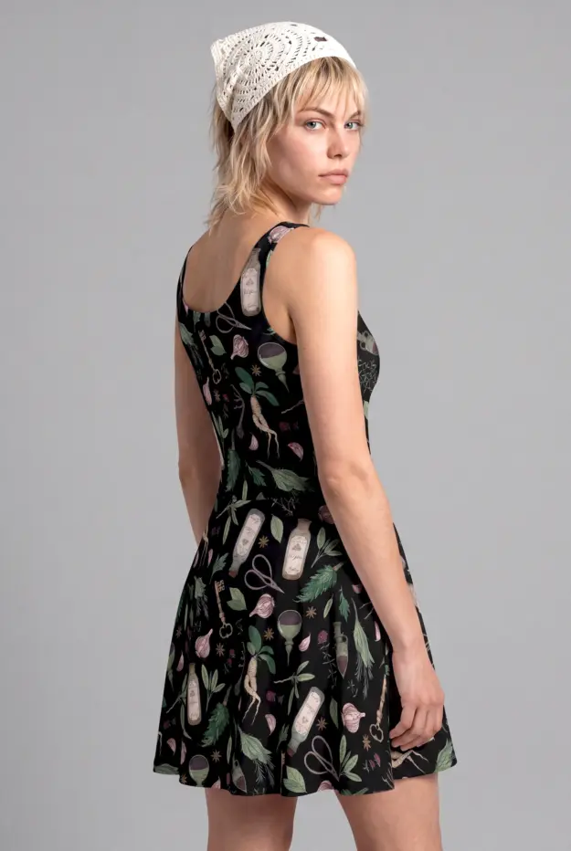 forest witch print skater dress