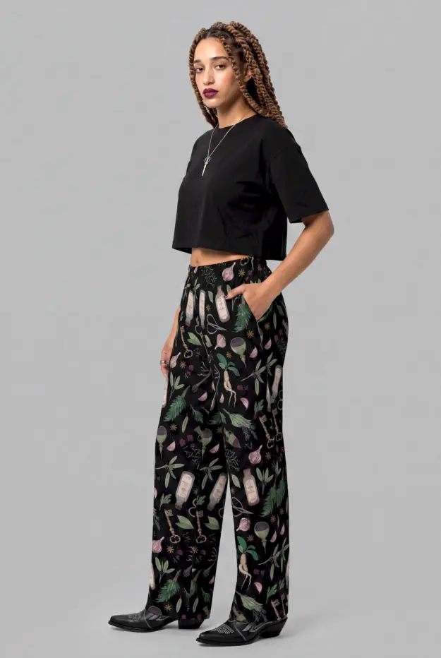 forest witch print unisex wide leg pants