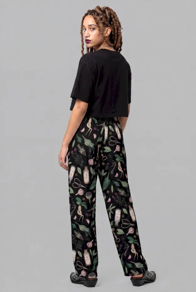 forest witch print unisex wide leg pants