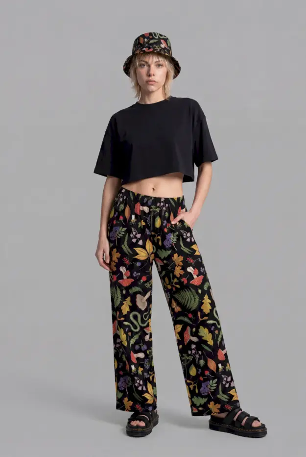 hedge witch print unisex wide leg pants