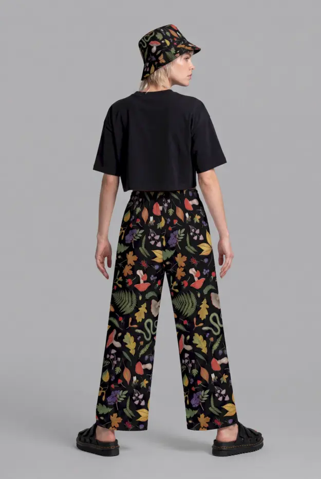 hedge witch print unisex wide leg pants