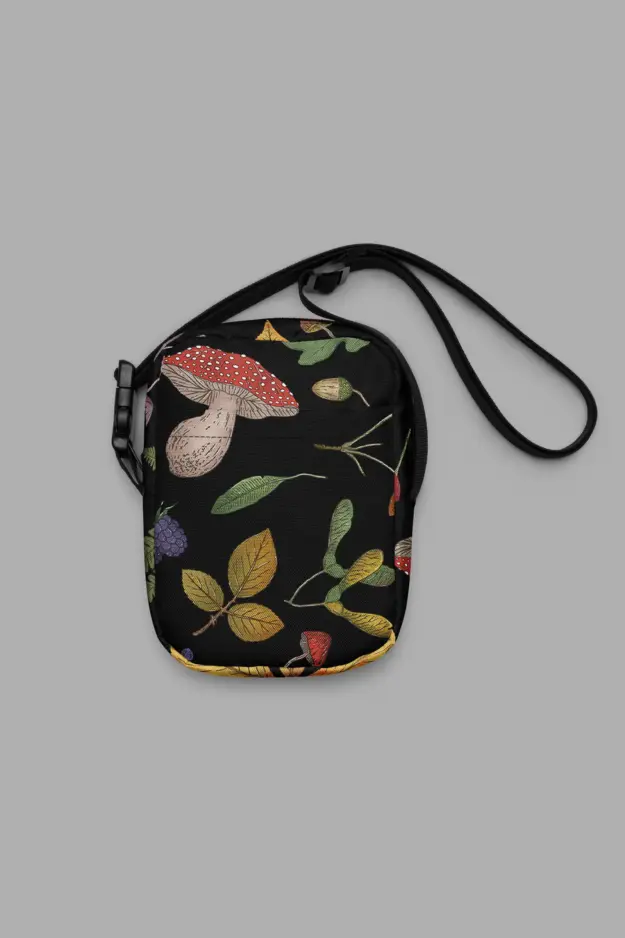 hedge witch print utility crossbody bag flat