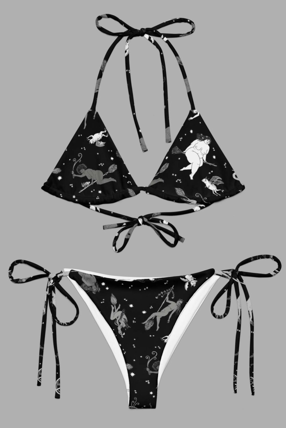 intersectional witches print recycled string bikini