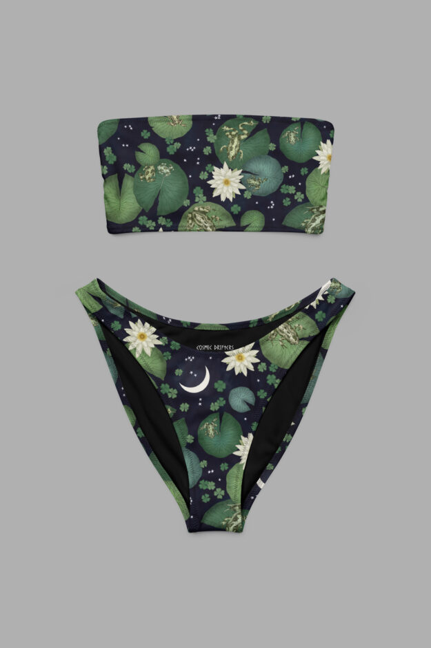 lily pond print bandeau bikini1