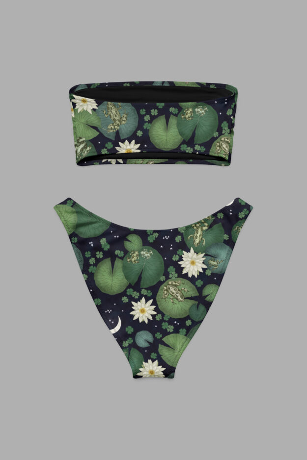 lily pond print bandeau bikini2