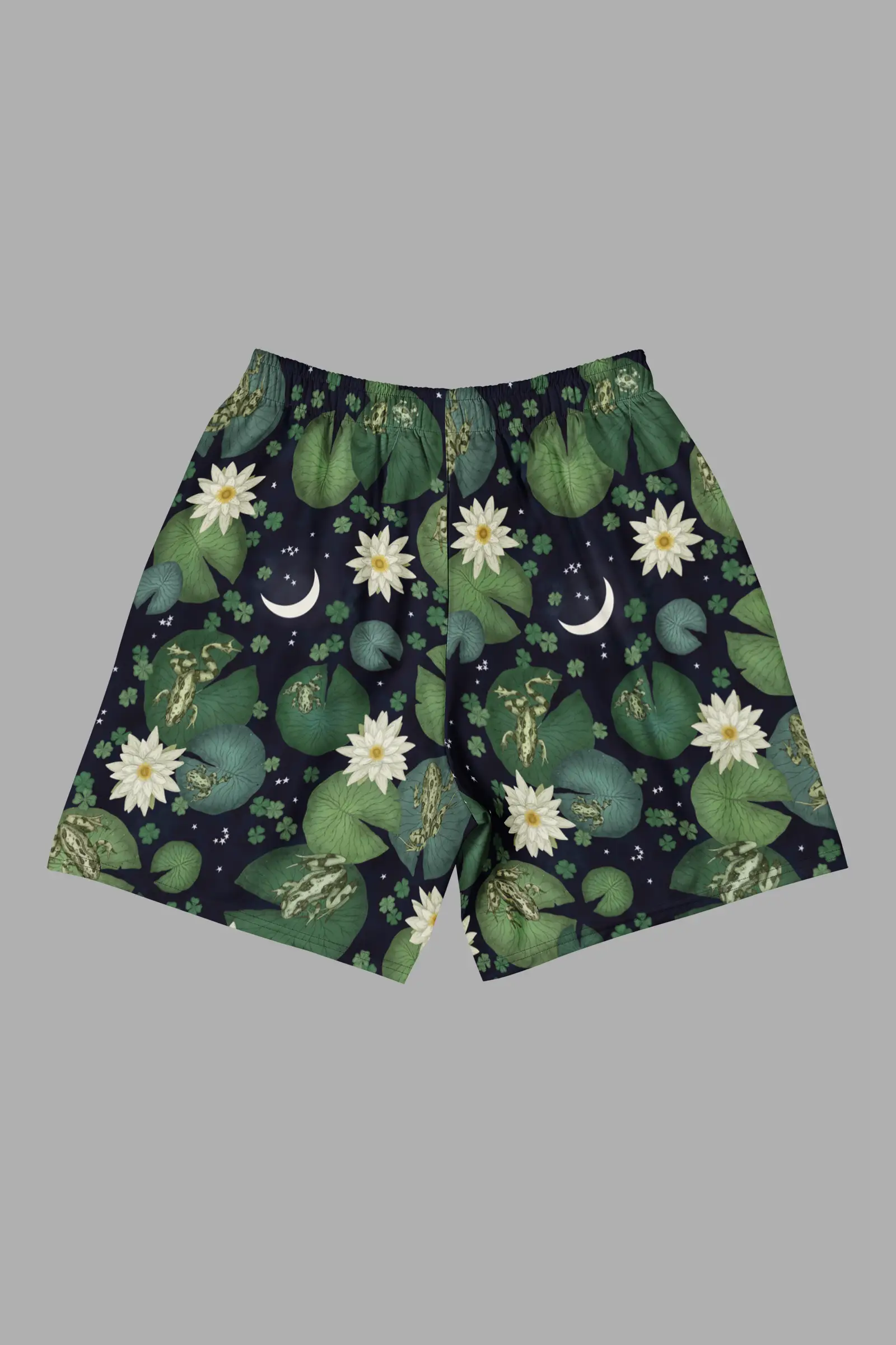 lily pond print unisex long athletic/ swim shorts