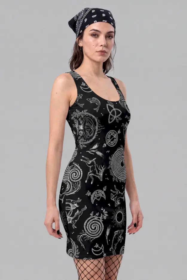 lughnasadh print bodycon dress
