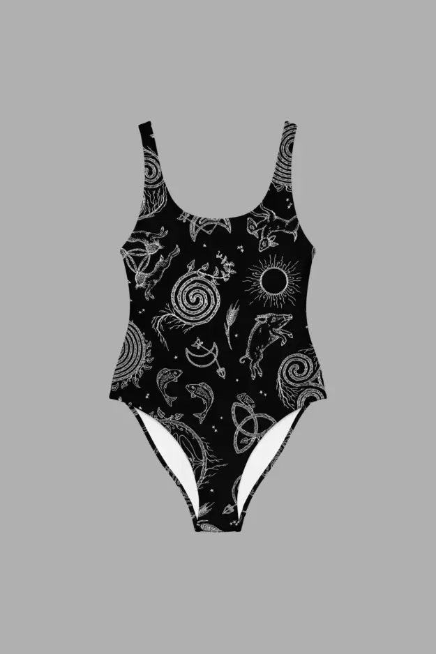lughnasadh print one piece swimsuit 4