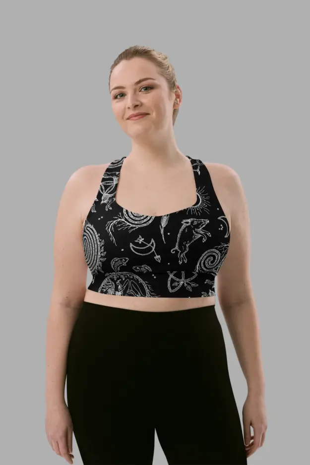 lughnasadh print recycled longline sports bra 3