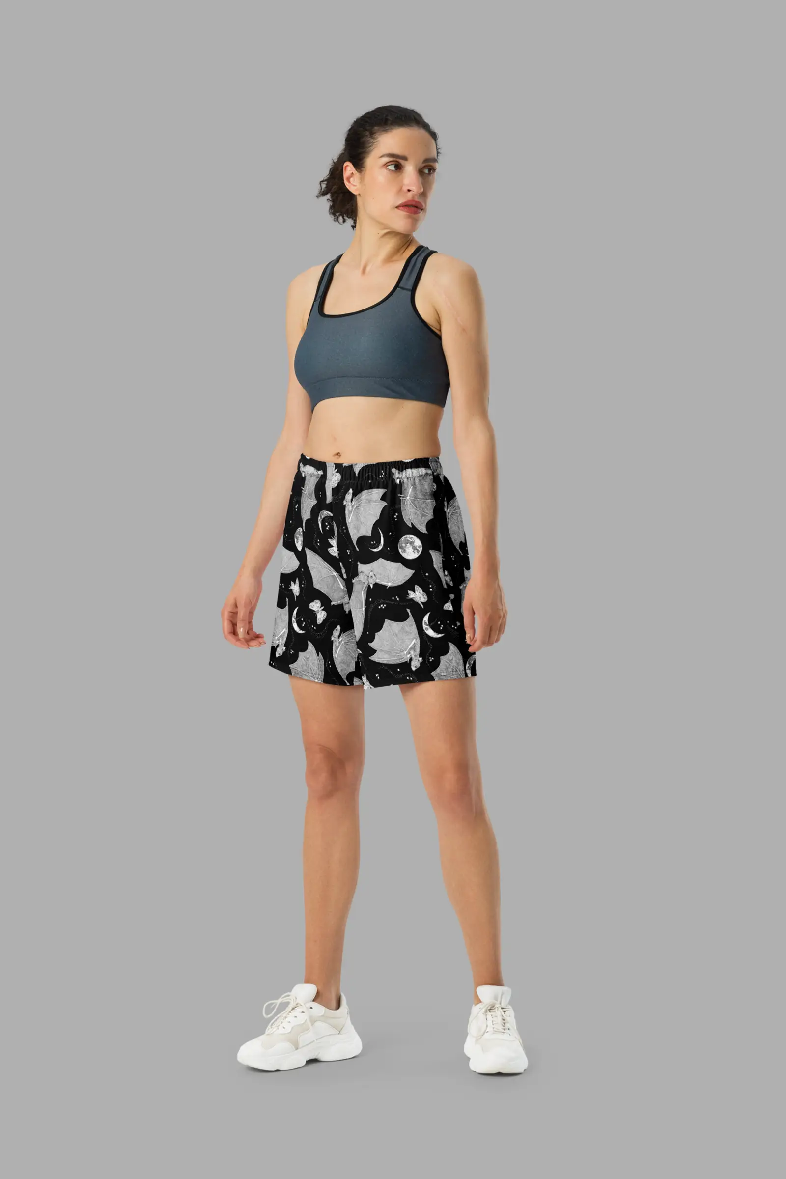 celestial patchwork print unisex athletic long shorts