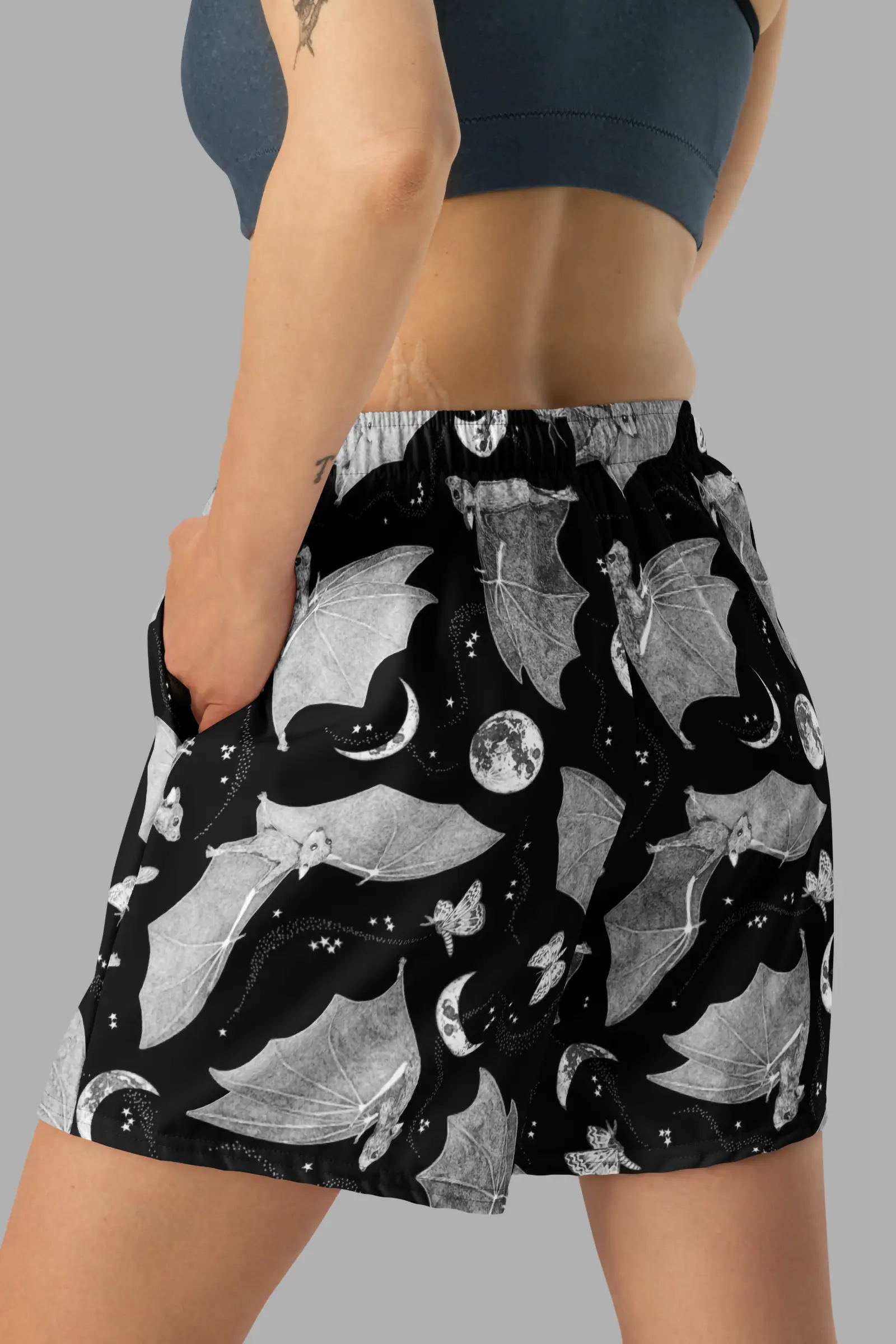 celestial patchwork print unisex athletic long shorts