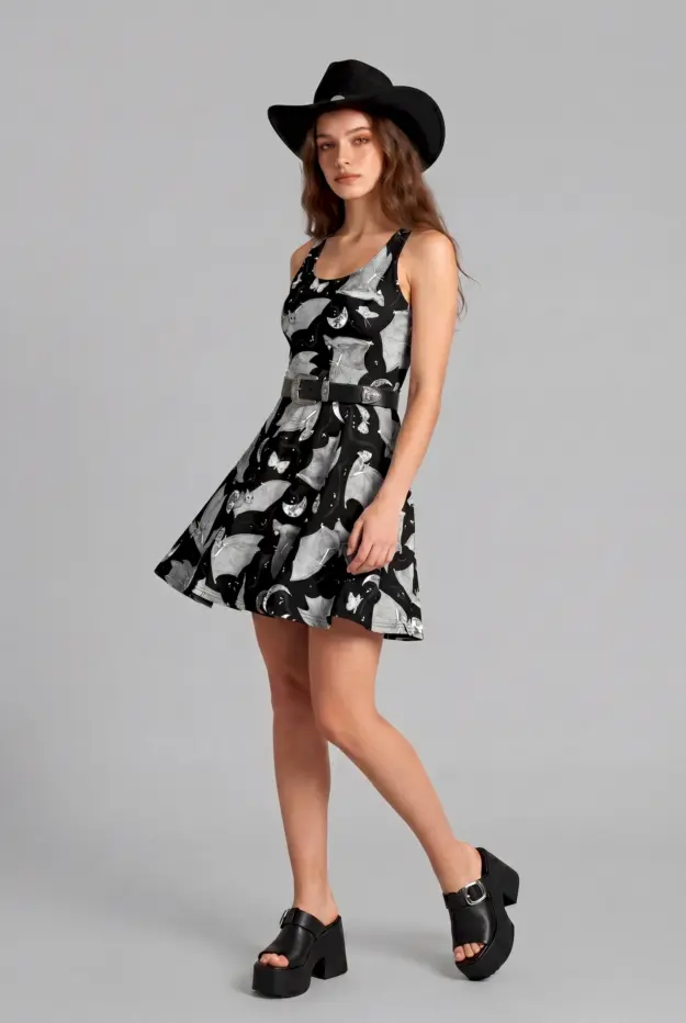 moon dance print skater dress