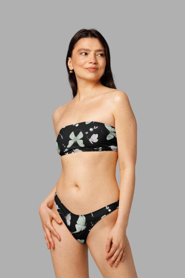 moonflight print recycled bandeau bikini top