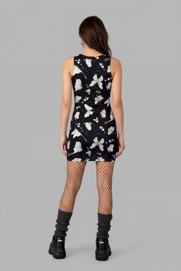 moonflight print bodycon dress