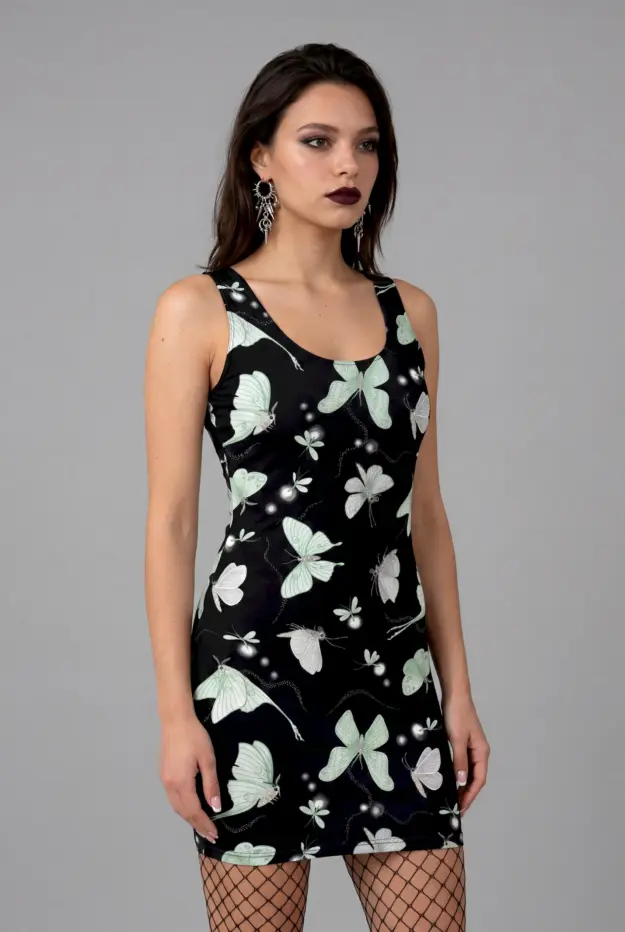moonflight print bodycon dress