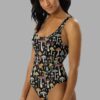 mushroom print all over print one piece swimsuit side2