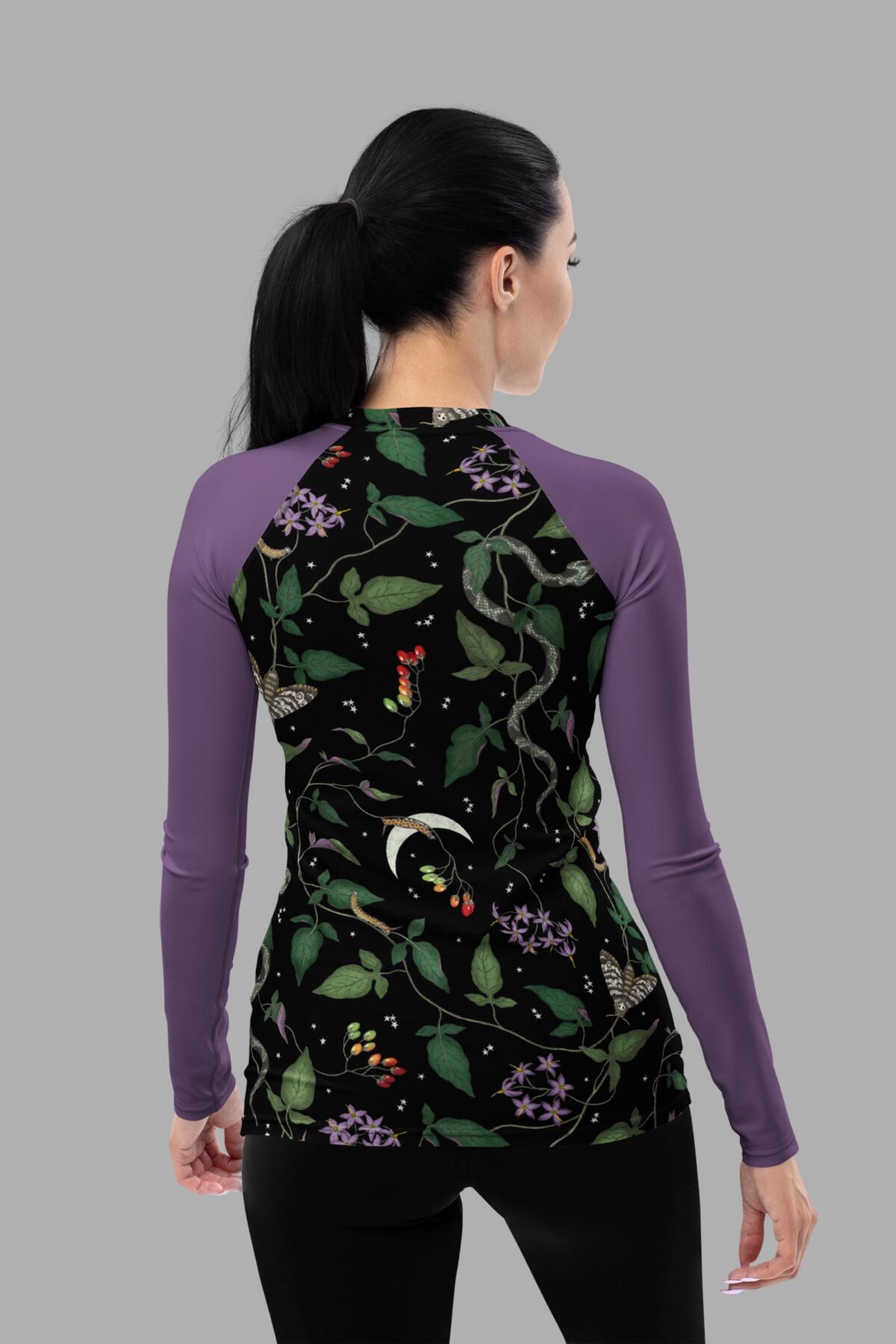 nightshade print rash guard back