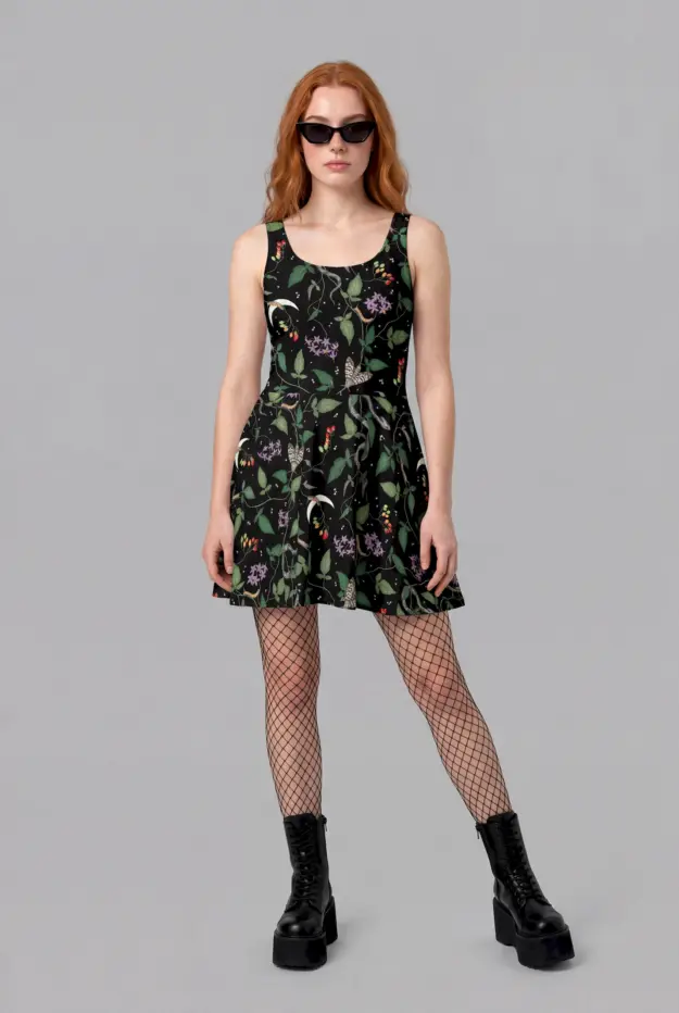 nightshade print skater dress