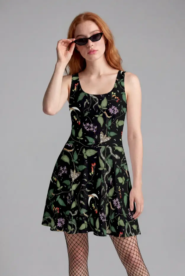nightshade print skater dress
