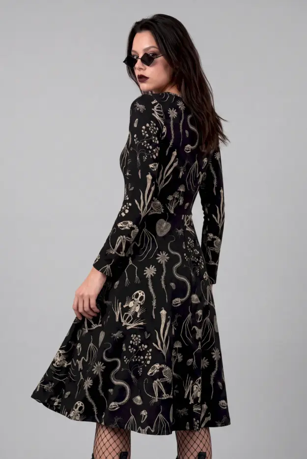 ossium print long sleeve midi dress