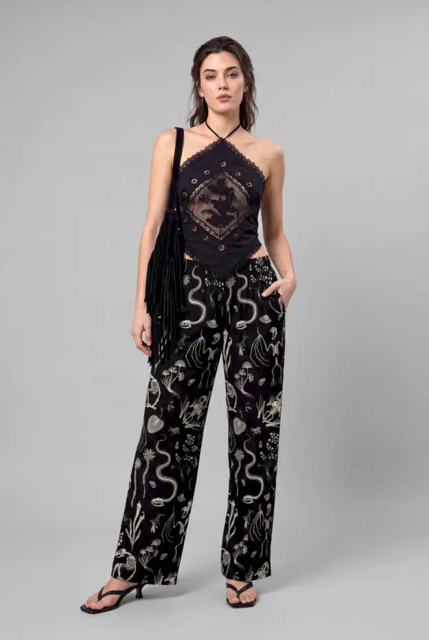 ossium print unisex wide leg pants