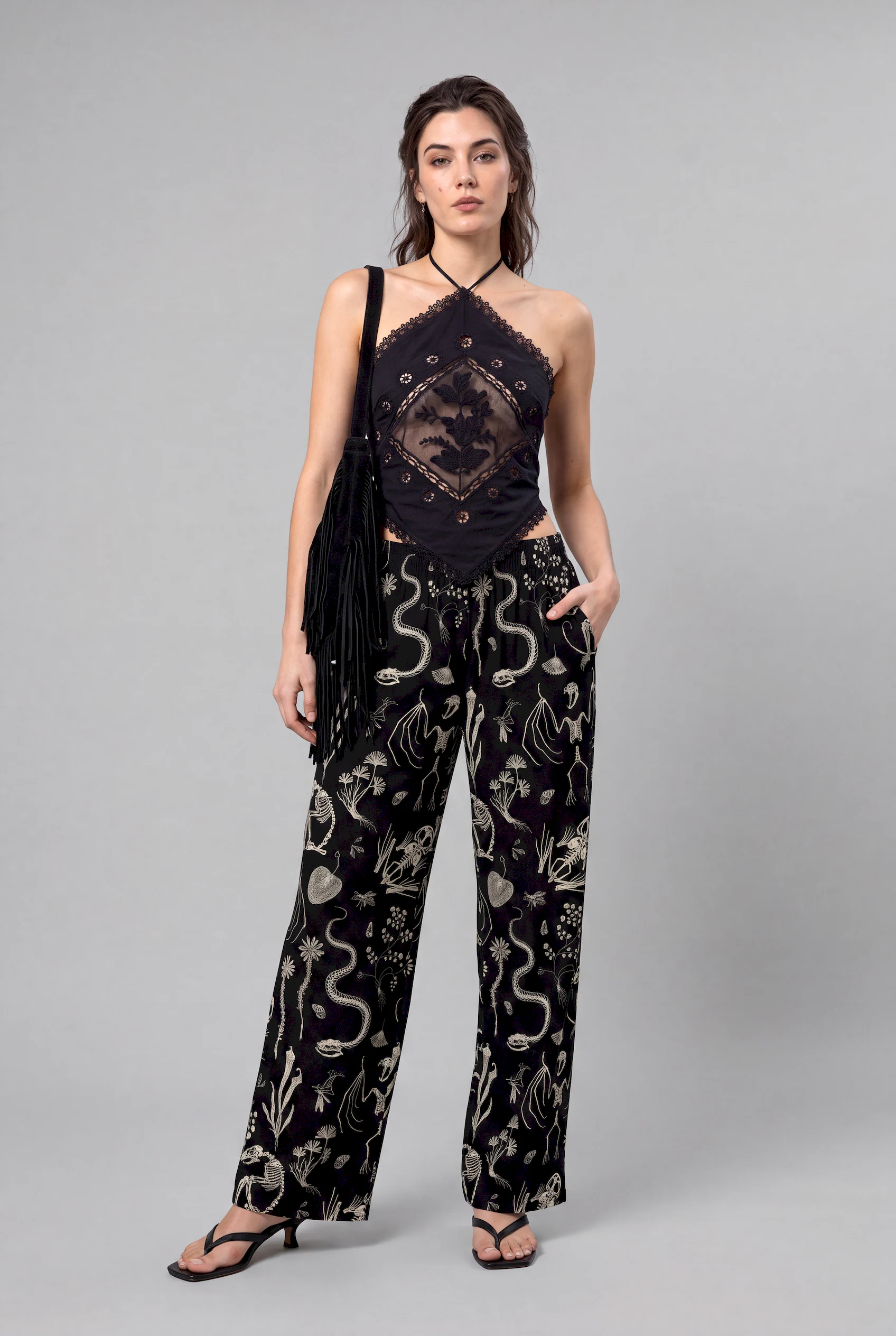 ossium print unisex wide leg pants