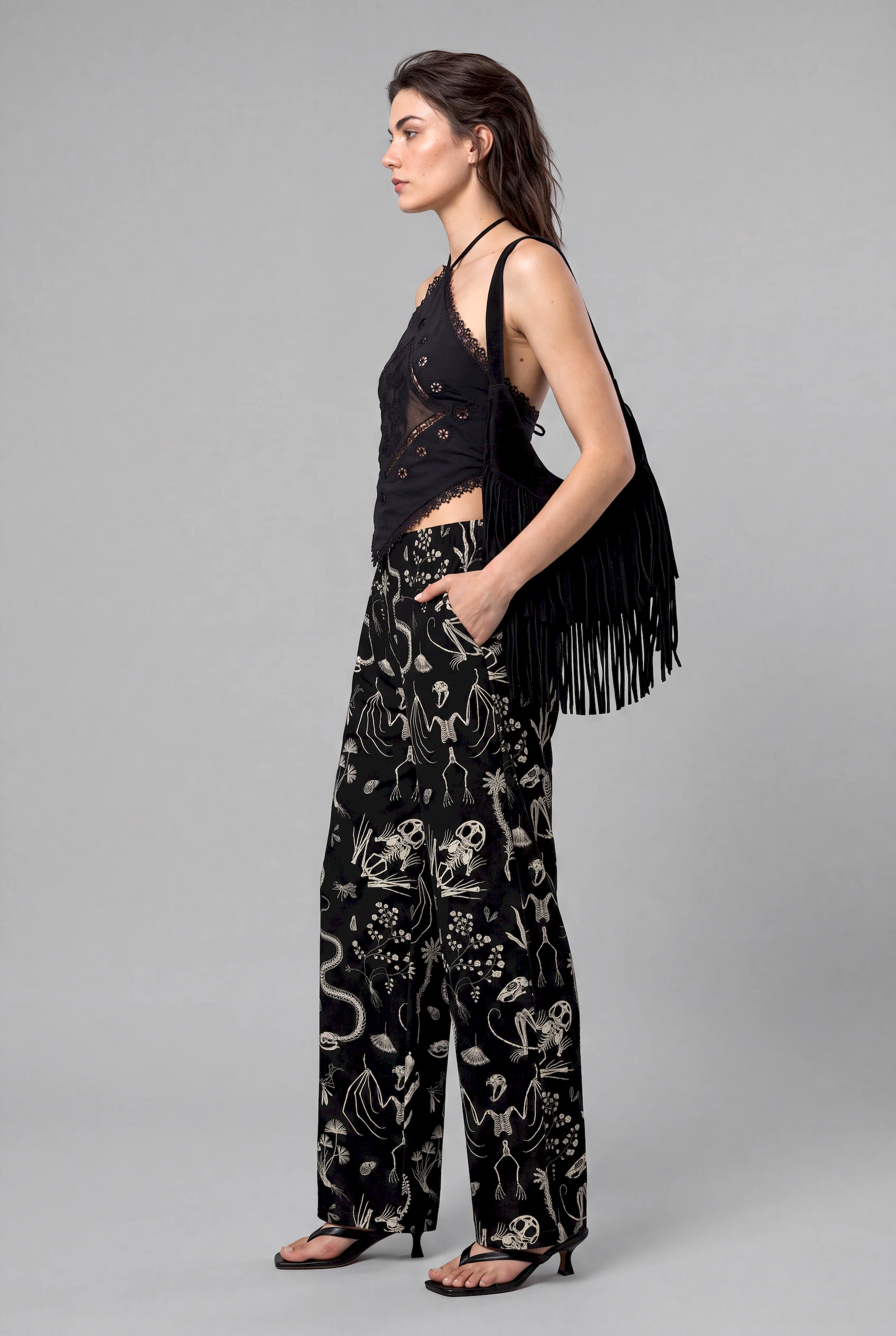ossium print unisex wide leg pants