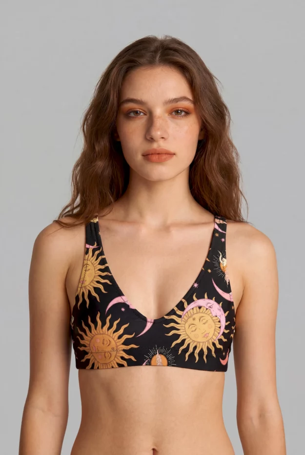 celestial dreams print recycled padded bikini top