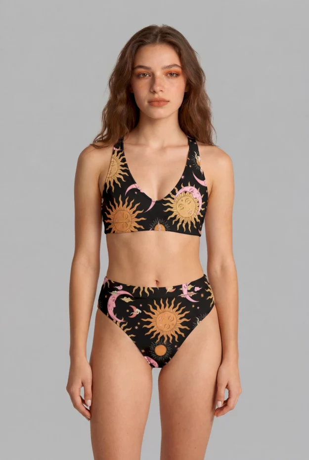 celestial dreams print recycled padded bikini top