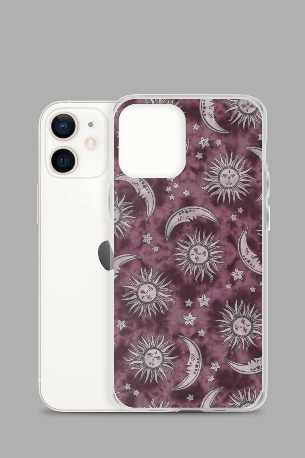 pink suns moons clear case for iphone iphone 12 mini case with phone 64e266194991a