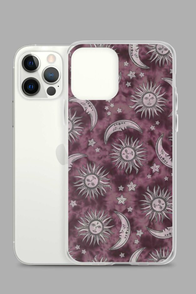 pink suns moons clear case for iphone iphone 12 pro case with phone 64e2661949983