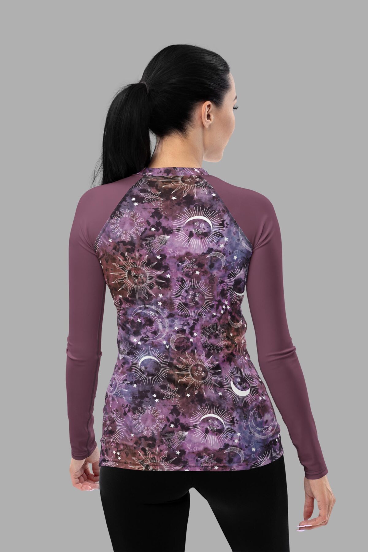 stormy celeste print rash guard back