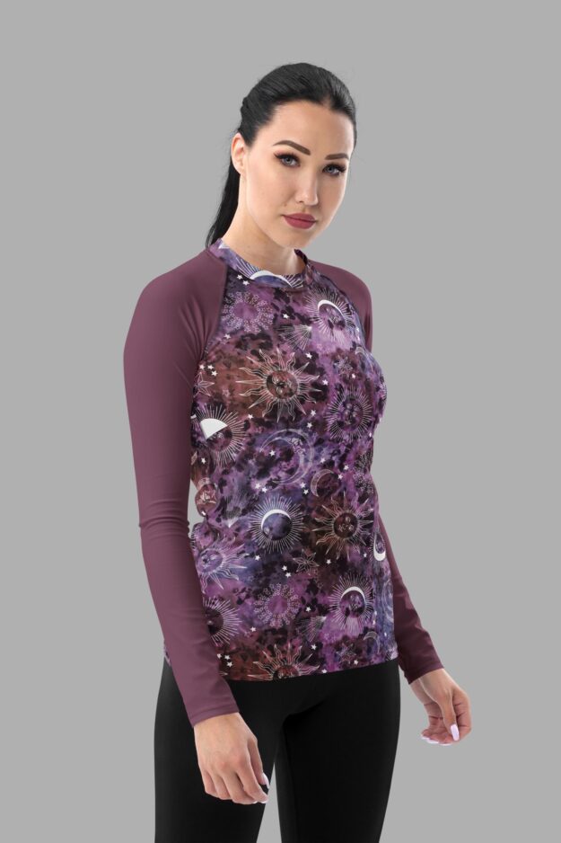 stormy celeste print rash guard front2