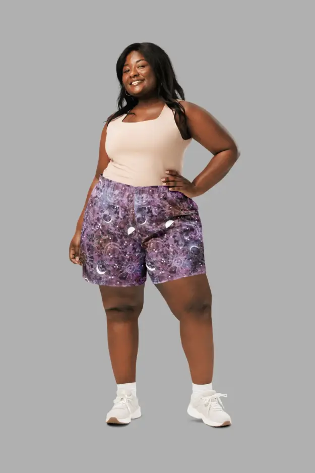 stormy celeste print unisex long athletic/ swim shorts