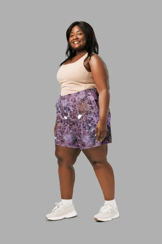 stormy celeste print unisex long athletic/ swim shorts