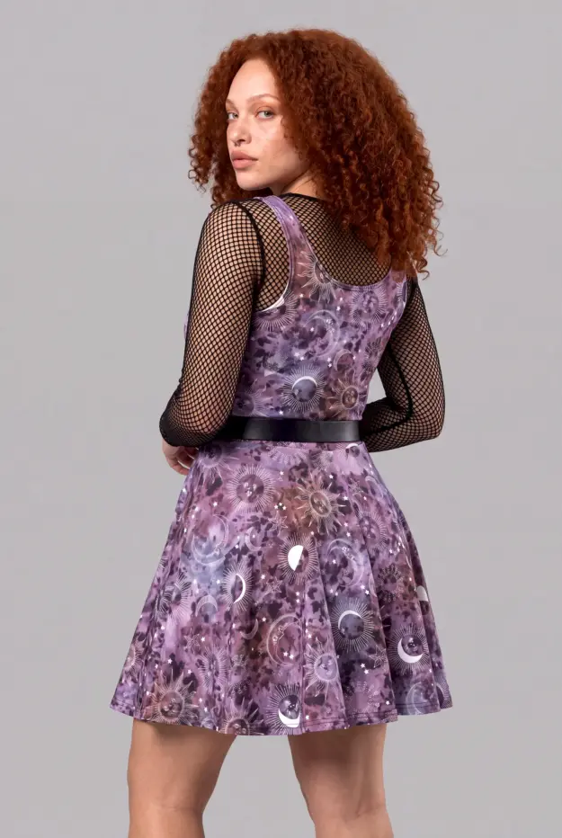 stormy celeste print skater dress
