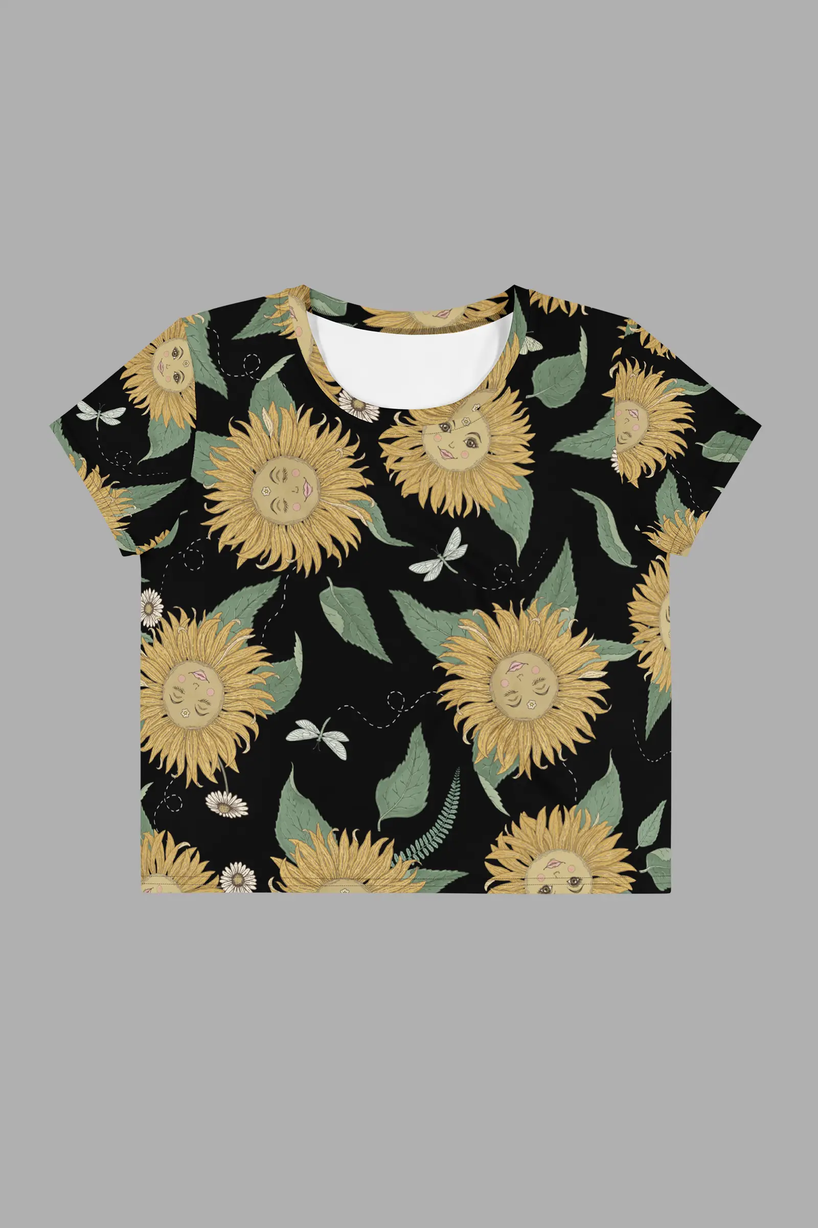 Sunflower Daze Print Print Crop Tee - Cosmic Drifters