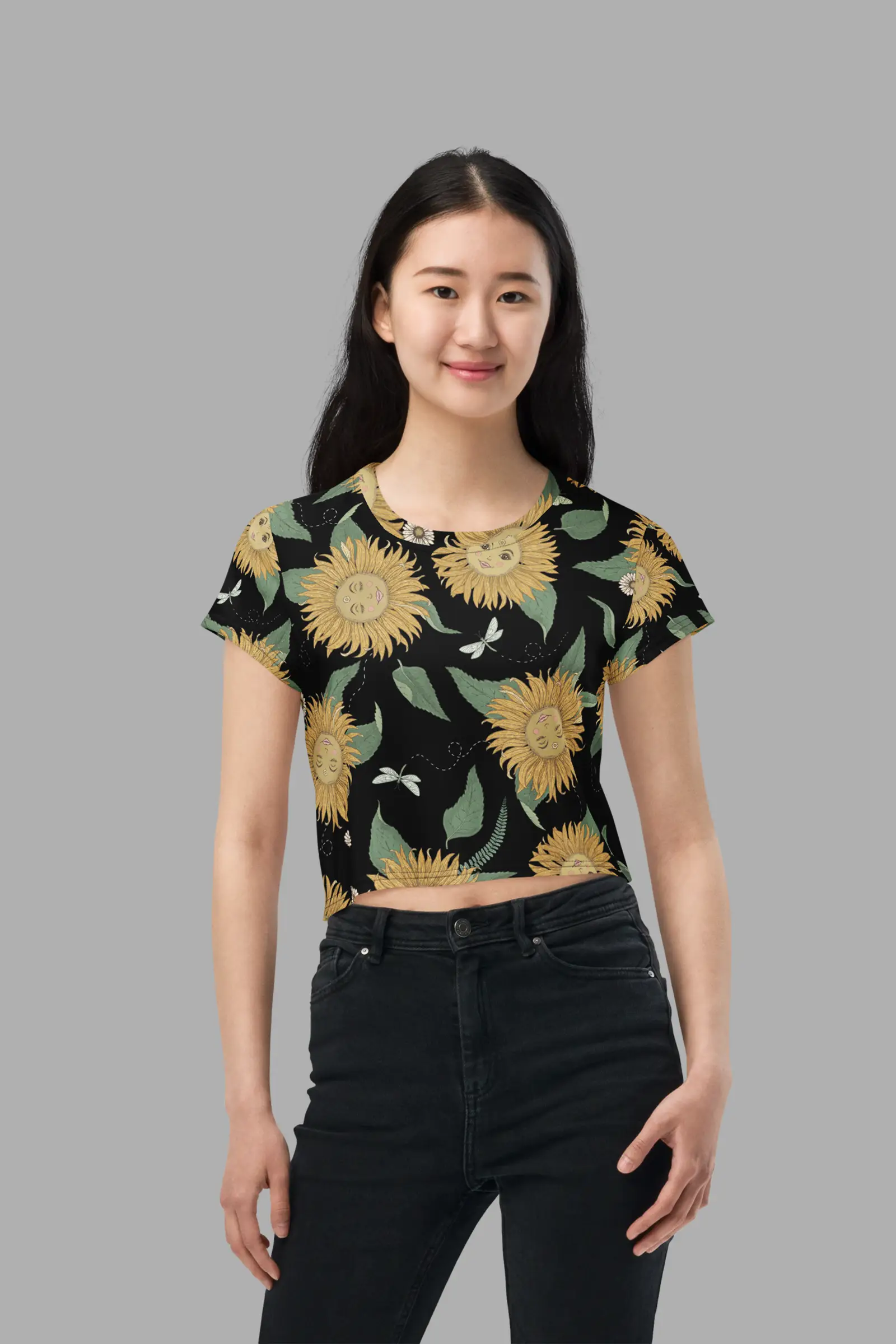 sunflower daze print print crop tee