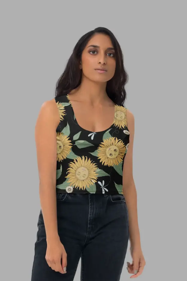 sunflower daze print crop top