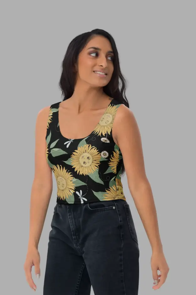 sunflower daze print crop top
