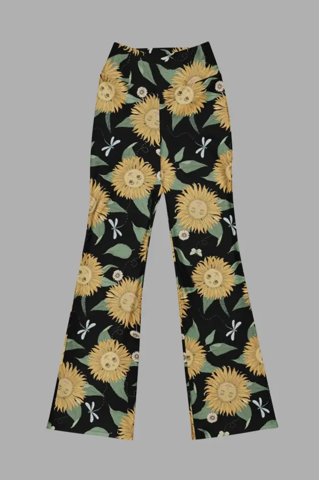 sunflower daze flare leggings front flat