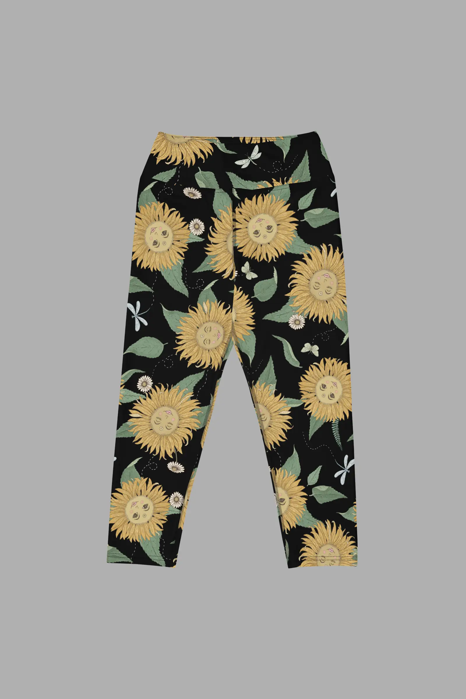 sunflower daze print yoga capri leggings